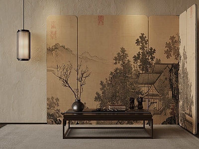 新中式屏风 新中式屏风 茶几