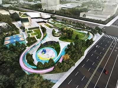 现代办公景观 街头绿地 儿童活动