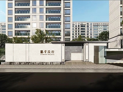 新中式轻奢入口大门 小区入口大门 次入口 新中式住宅入口门