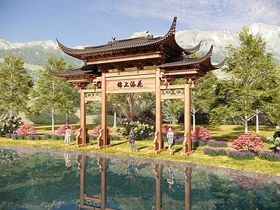 现代新中式牌坊牌楼 牌坊 大门 寨门 入口大门