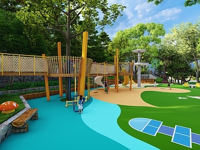 现代儿童游乐区 小游园 童年记忆