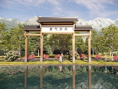 现代新中式牌坊牌楼 牌坊 大门 寨门 入口大门