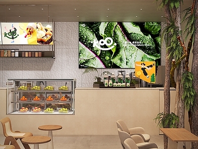 现代奶茶店 商场奶茶店 酸奶店 天然自然健康 绿植景观外摆
