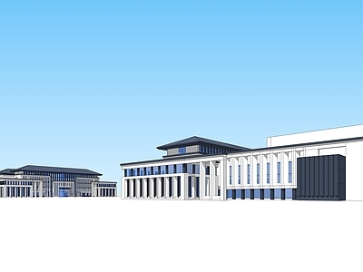 新中式现代学校建筑 会堂 行政楼 学校 大学 公共建筑