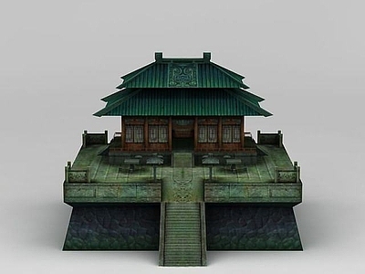 现代办公大厅 游戏场景古代建筑