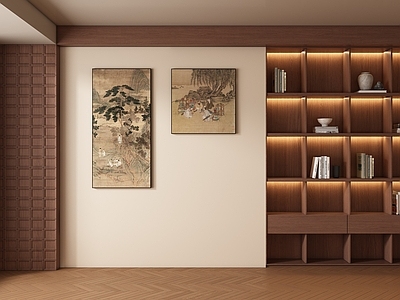 中古新中式背景墙 茶室背景墙