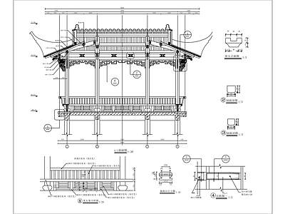 现代廊架 古建水榭 古建廊架 古建亭 施工图