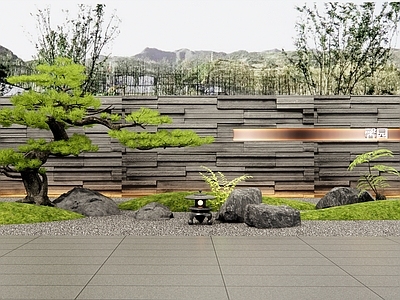 新中式景墙 庭院景墙 入口景墙 文化石景墙 庭院小品 庭院花园