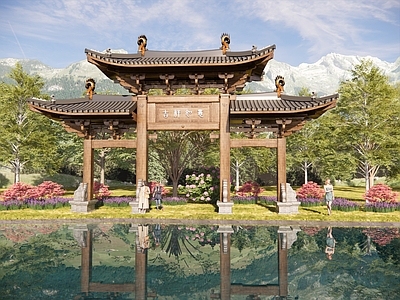 现代新中式牌坊牌楼 牌坊 大门 入口大门 寨门