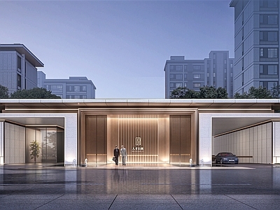 现代轻奢小区建筑 现代小区 多层洋房 社区大堂 小区出入口