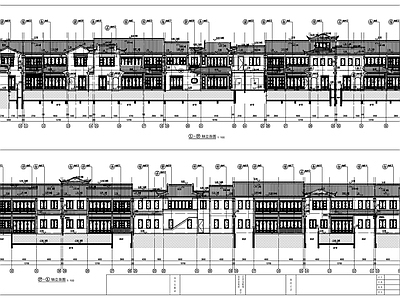 现代新中式住宅楼建筑 仿古新中式住宅楼 联排多层住宅楼 施工图