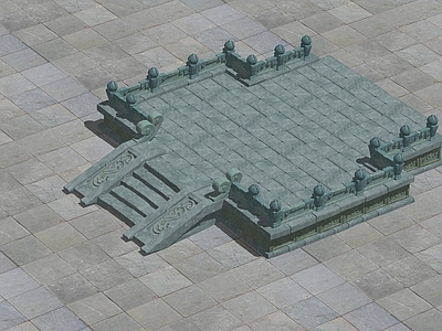 复古中古古建筑 底座 古建筑底座 场景道具