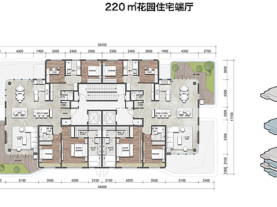 现代新中式住宅楼建筑 220平四代宅 未来社区户型方案 创新第四代宅 空中庭院户型方案 施工图