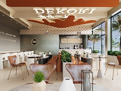 现代咖啡厅 奶茶店 甜品店 休闲桌椅