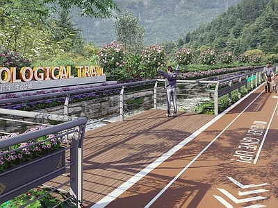现代滨水景观 生态步道 观景平台