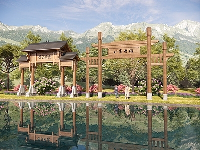 现代新中式牌坊牌楼 牌坊 大门 入口大门 寨门
