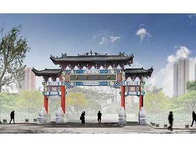 中式综合景观图库 中式牌楼 施工图