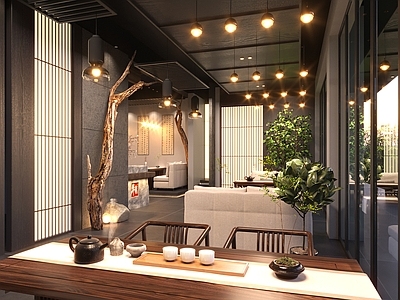 新中式中式茶馆 新中式茶屋 中式茶馆 茶台 茶吧台 古韵茶餐厅