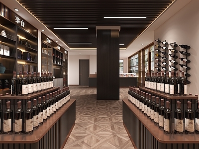 现代轻奢烟酒店 烟酒店 红酒店 红酒柜