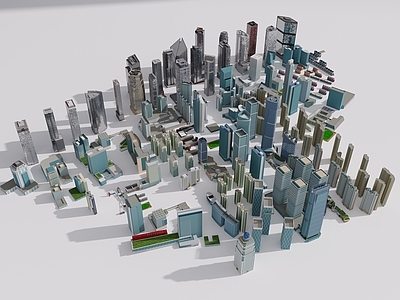 现代简约鸟瞰规划 高层建筑 多层住宅小区楼房 鸟瞰高楼大厦 城市建筑配楼 小区居民房