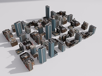 现代简约鸟瞰规划 高层建筑 多层住宅小区楼房 鸟瞰高楼大厦 城市建筑配楼 小区居民房