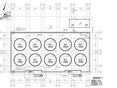 现代产业园建筑 粮油产业园 油罐 平立剖 图纸 施工图