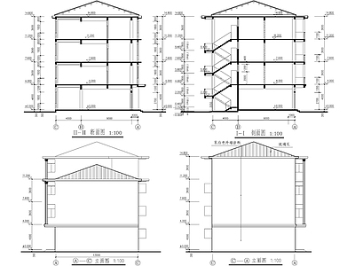 欧式住宅楼建筑 四层商住综合楼 底层商业临街商铺 砖混结构二级耐火 七度抗震设防烈度 施工图