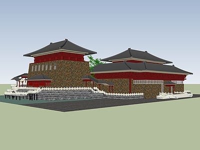 中式古建筑 唐朝古建筑 大殿