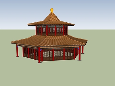 中式古建筑 古建六角楼