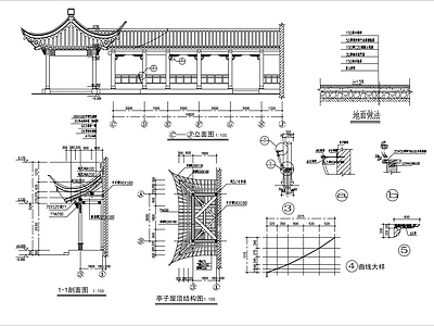 中式廊架 仿古廊亭 施工图