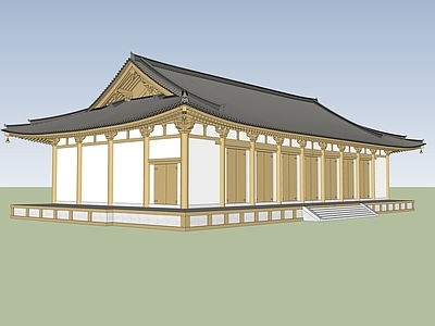 中式古建筑 古建大殿 歇山顶