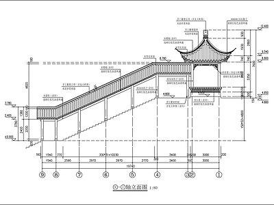 中式廊架 仿古廊亭 施工图