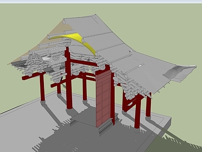中式古建筑 古建剖面 古建细部制作