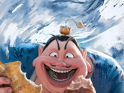 现代纸书本 哪吒闹海海报 动漫海报
