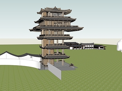 中式古建筑 塔 楼阁