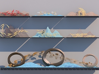 现代景观雕塑 水波纹雕塑小品 波浪形小品 游鱼景观 户外雕塑 金属雕塑