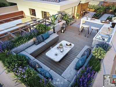 现代日式屋顶花园 别墅庭院 屋顶花园 别墅屋顶休憩区 屋顶农场 阳台造景