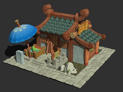 中古复古古建筑 布店 古场景建筑