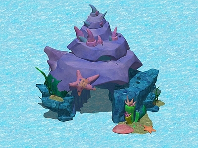 现代景观公园 贝壳搭建的门 水上景观 游戏场景
