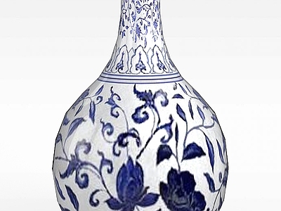现代麻将桌 青花瓷花瓶