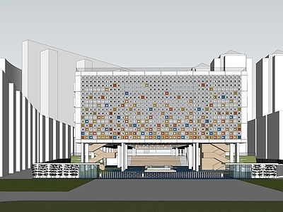现代学校建筑 教学楼学校 小学建筑