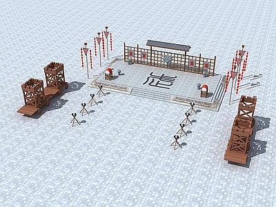 现代办公大厅 古建擂台