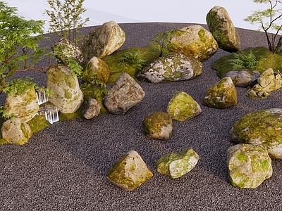 禅意日式石头 青苔苔藓石头 苔藓石头组合 日式庭院苔藓石头 青苔苔藓石头组合 青苔苔藓石头造景