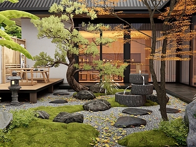 新中式日式庭院 乡村庭院 民宿庭院 别墅庭院 枯山水 禅意景观