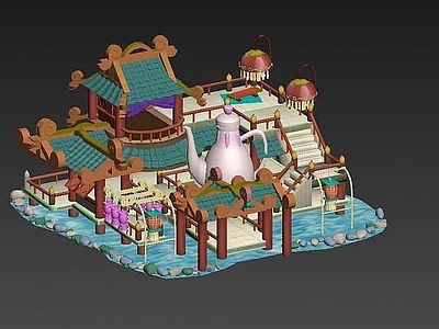 现代办公大厅 古代酒楼游戏场景