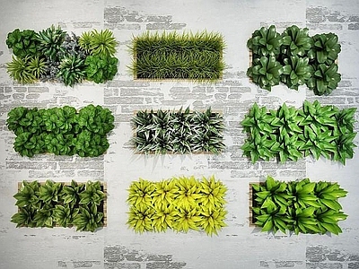现代佛龛 绿化植物墙组合