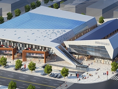 现代简约商业街 市场 建筑 外观