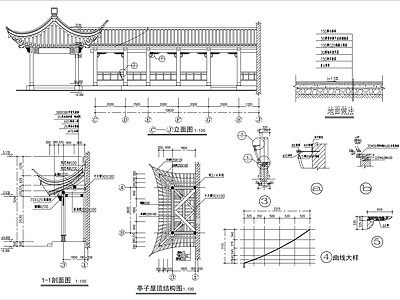 中式廊架 仿古亭廊 施工图
