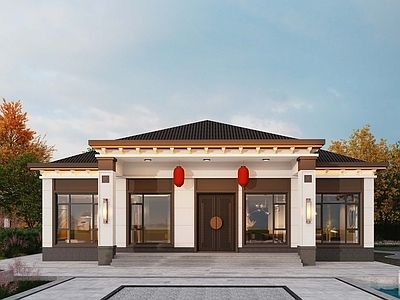 新中式乡村民房 别墅 自建房 新中式 一层