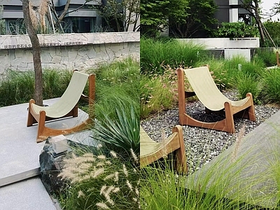 现代侘寂其他户外家具 户外躺椅 简易躺椅 自然风